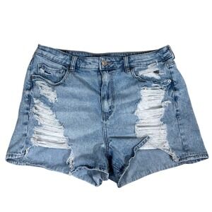 American Eagle Outfitters Distressed Light Blue Denim Jean Shorts